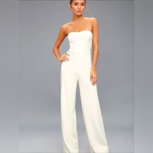 (NWT) Lulu's Edith White Strapless Jumpsuit